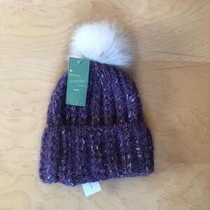 NWT Anthropology Purple Pom Pom Wool Blend Toque Winter Hat